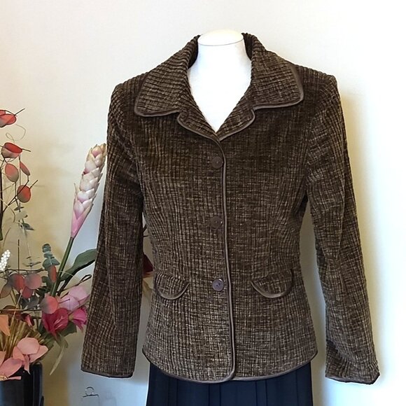 NWT Comfy Lined Brown Blazer Jacket Spring Fall Winter Jackets Tag Size M - Picture 4 of 6